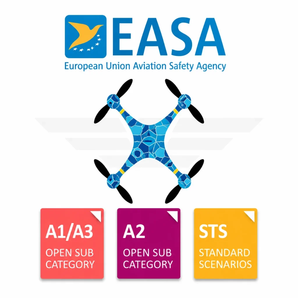 Certifications européennes de télépilote de drone.