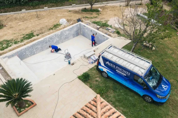 Suivi de chantier par drone d'un aménagement extérieur.